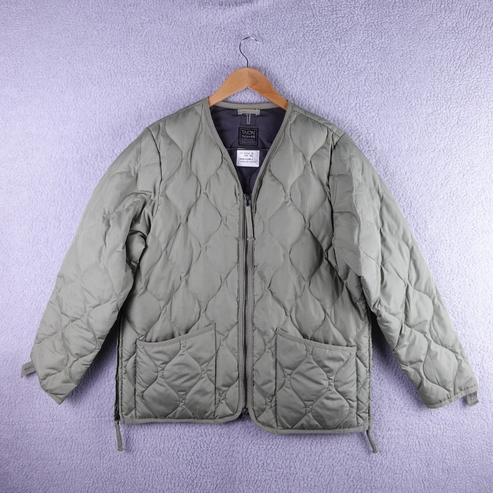 Taion Military V Neck Zip Jacket XL Olive Green Onion Quilted TAION-101ZML-1